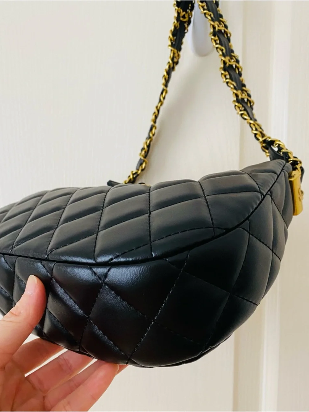 New in Box Chanel Makeup GWP Black Quilted Faux Leather 19 Hobo Shoulder Bag
